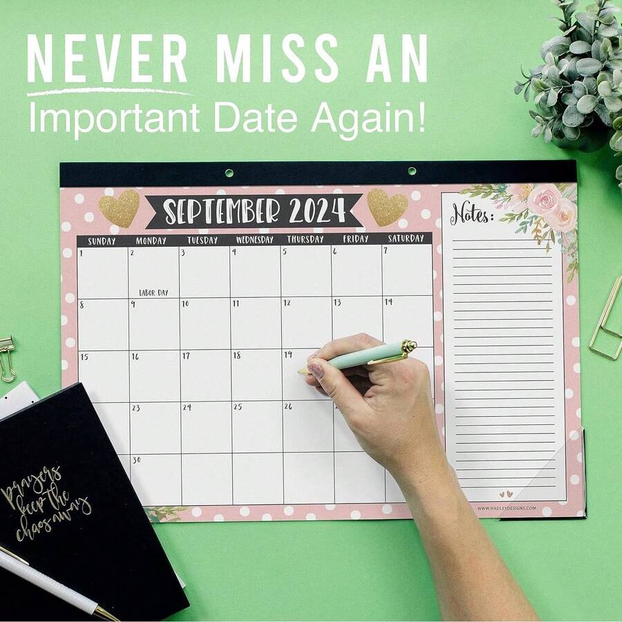 Pink Large Desk Calendar 20242025 Desk Calender 2024 Monthly