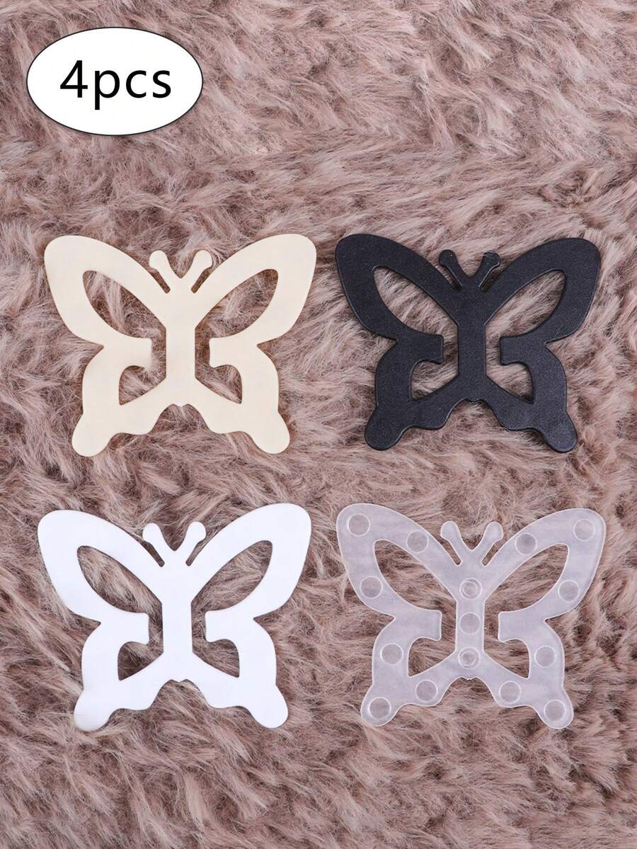4pcs/Set Butterfly Shaped Bra Strap Clips In 4 Colors, Anti-Slip Buckles For Cross Back Straps & Invisible Bras, Undergarment Accessories For Women - Multicolor - View 1