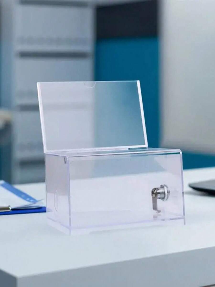 Clear Donation Storage Jar Trading Lock Ballot Raffle Suggestion Box