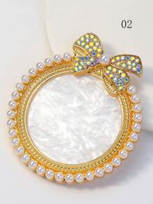 1件装合金美甲调色盘，饰有珍珠、水钻和蝴蝶结，美甲用品，美甲工具，美甲艺术工具，返校季，美甲，美甲工具（适用于贴片式美甲） - 彩色 - 查看 5