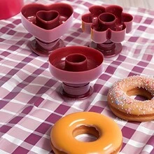 Set de 3 piezas de moldes para donas, cortador de plástico para donas, herramientas de cocina para hornear, accesorios para cocina casera - Burdeos - Ver 6