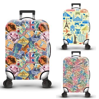 旅行,行李箱盖章,邮戳,邮票,个性化图案,生产工艺升级,整体弹力包边,加厚弹力面料,可水洗,行李箱保护套,行李箱保护套,行李箱防尘罩,行李箱防尘套,非常适合商务旅行、旅游、行李托运,适用于18-32英寸箱子。学校用书包、学校用品、学校用品