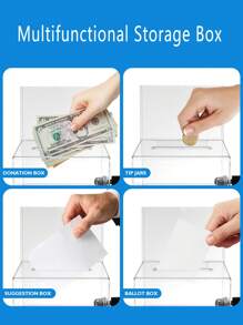 Boîte de collecte de dons transparente, boîte de tirage au sort, boîte à suggestions, boîte d'épargne, boîte à billets, boîte en acrylique pour collecte de fonds, tirelire, boîte à serrure