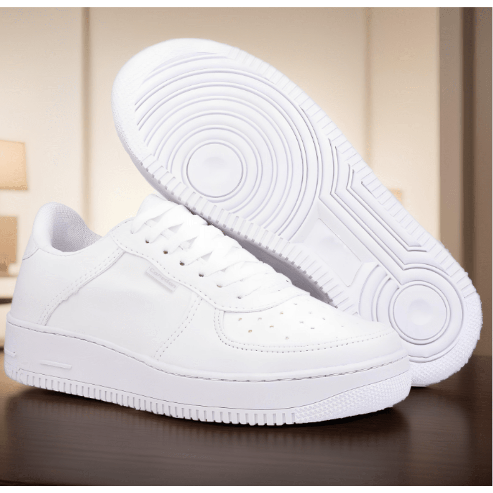 Tênis Femininos com Cunha, Sapatos Brancos Versáteis com Cadarço Plano para Mulheres
