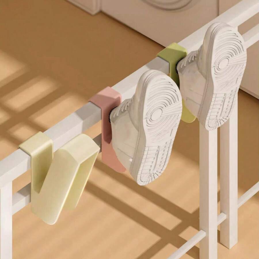 2/10pcs Balcony Shoe Drying Rack, Anti-Theft Window Railing Clothes Drying Rack, Window Sill Outdoor Sandal Rack - Multicolor - View 1