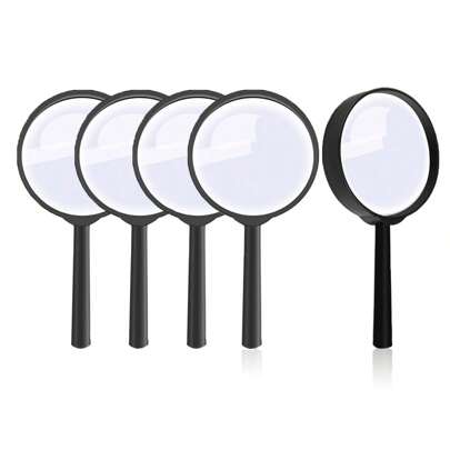 1/3/5/10pcs 5X Magnifying Glass, Portable Plastic Hand-Held Reading Magnifier Model,Back To School