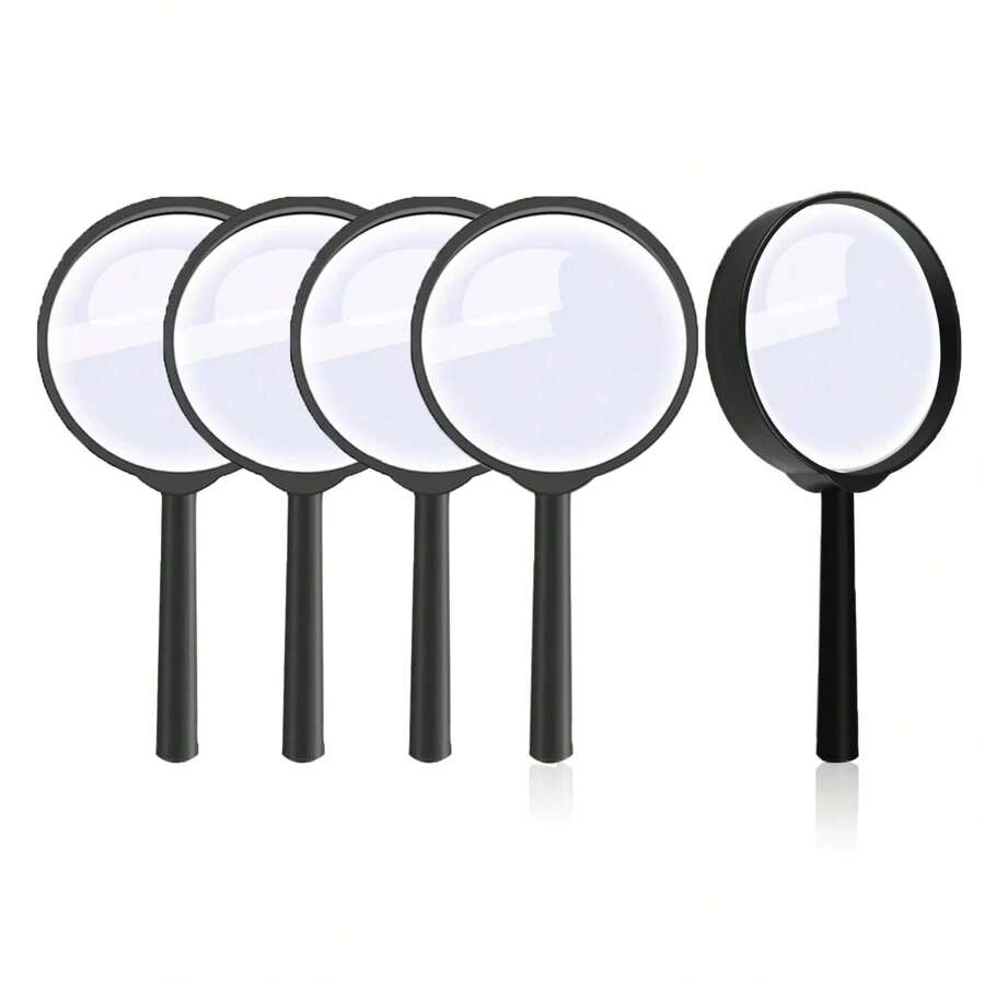 1/3/5/10pcs 5X Magnifying Glass, Portable Plastic Hand-Held Reading Magnifier Toy,Back To School