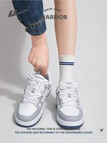 WARRIOR 1 đôi giày đế bằng thể thao nữ đế mềm, có dây buộc chéo phía trước và vải PU, thích hợp cho các hoạt động ngoài trời và thông thường - Xám - Xem 5