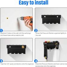 Pressure Washer Gun Holder, Power Washer&Snow Foam Cannon Quick Disconnect Tool Organizer, Pressure Washer Nozzle Tip&Wand Extension Storage Rack, Storage Wall Mount For 1/4" Quick Connector - Silver - View 3