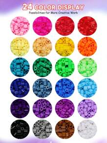 Conjunto De Regalo De Manualidades Para Hacer Joyas Con Cuentas Hama Estampadas En Caliente De 24 Colore 5mm, Fabricación De Rompecabezas En 3d Y Regalo De Arte De Píxel