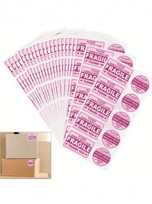 10 Sheets Fragile & Handle With Care Warning Labels Stickers, 100pcs Per Sheet - Multicolor - View 3