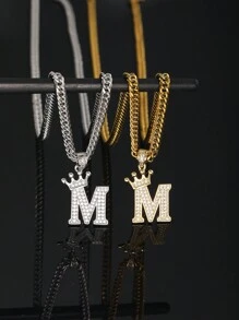 1 szt. Wykwintny olśniewający popularny korona pierwsza litera miedź i cyrkonia wisiorek łańcuszek naszyjnik dla chłopców dziewcząt A-Z spersonalizowana nazwa naszyjnik alfabet na prezent urodzinowy dla przyjaciela