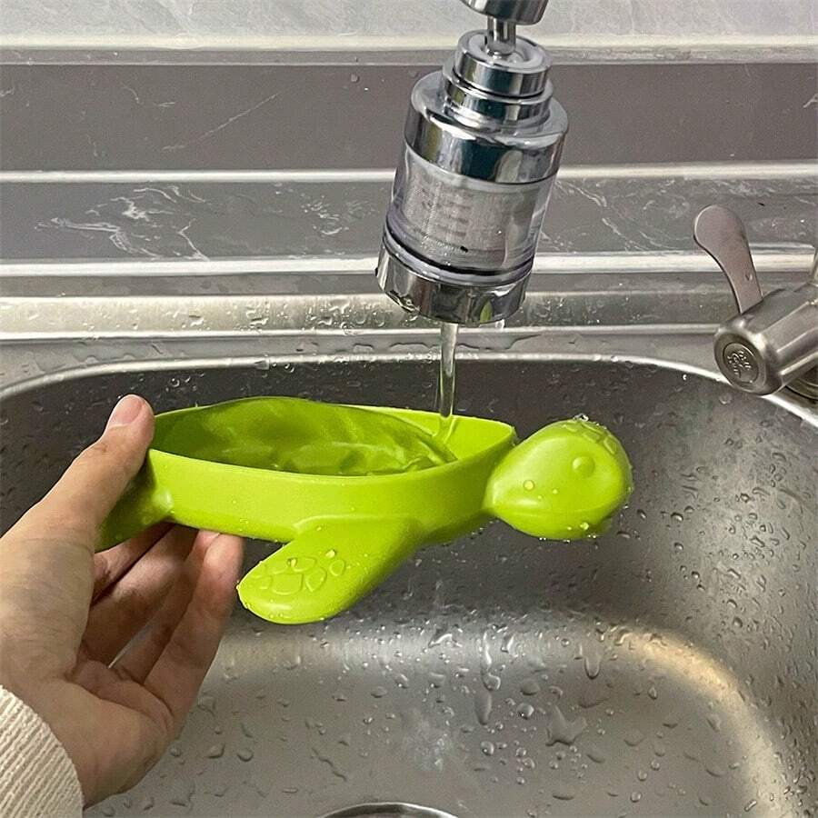 1 Pc Creative Sea Turtle Soap Box, Cartoon Turtle Soap Dish, Plastic Soap Container, Soap Storage Case, Bathroom Supplies - Green - View 1