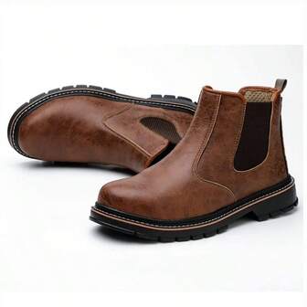 男性舒適鋼頭安全鞋，適用於各季節，掌控安全風險的工作靴