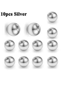 10Pcs Mix Colors Stainless Steel Replacement Balls Bead Lip Eyebrow Tongue Ear Tragus Belly Body Piercing Jewelry 14G/16G 3mm-5mm - Multicolor - View 4