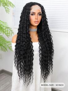 Tóc giả ren trước chịu nhiệt tổng hợp với tóc con 13*4.5*1 đường chân tóc đã nhổ sẵn Tóc giả chịu nhiệt tổng hợp siêu dài xoăn sóng 32 inch màu đen tách một phần dùng hàng ngày chất lượng cao cho nữ nhìn tự nhiên chất lượng tốt - màu đen - Xem 3