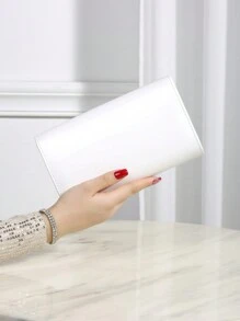 1pc Solid Color Pu Magnetic Closure Chain Clutch Bag For Daily Use, Date And Party, Essential Wedding Items,Perfectly Matching With Graduation Dress, Prom Dresses