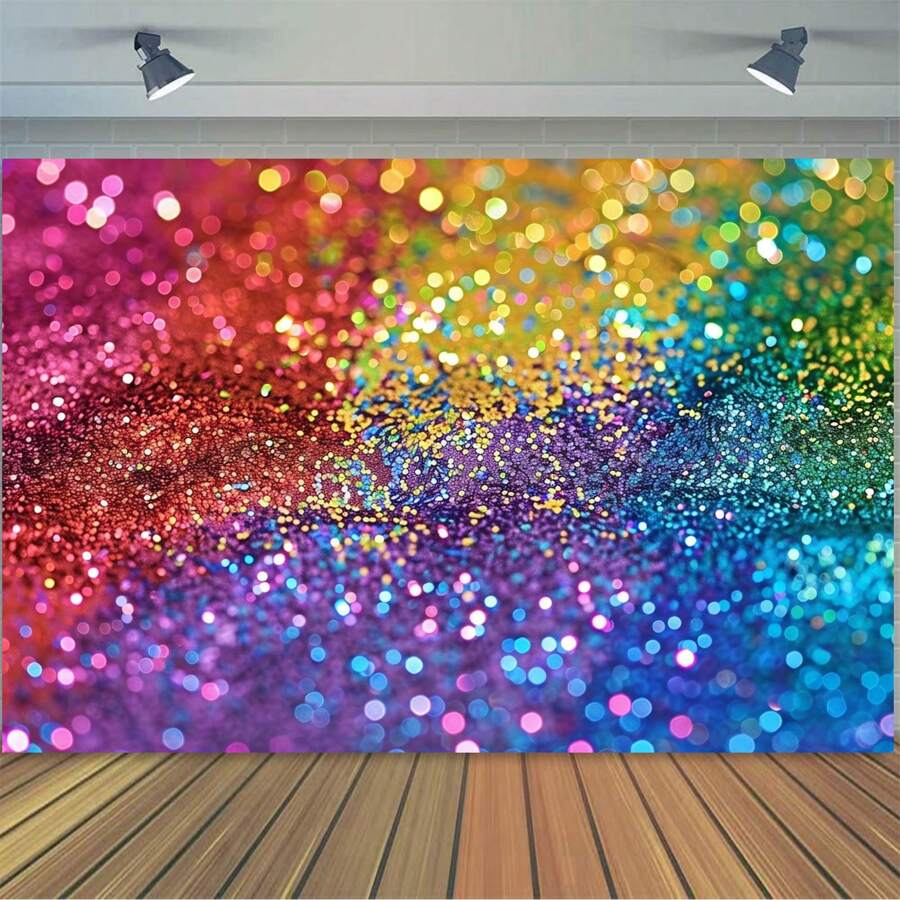5x3 FT Colorful Glitter Backdrop Wall Decoration Banner, Backdrop For