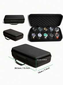 1pc 10 Slots Watch Storage Box, Carry Case, Watch Display Organizer, Watch Box Holder Display Cabinet, Hard Shell Zipper Watch Carry Case