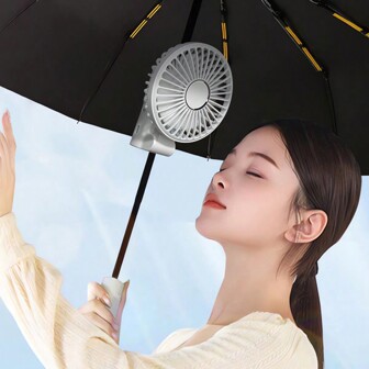 1pc 1200mAh Umbrella Hanging Fan, Clip-On Handheld Fan, 90 Degree Foldable Adjustment, Ideal For Summer, Back To School, RV Camping, Picnic, Office, Travel