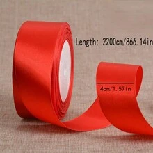 1/5pcs 4cm Wide Colorful Gift Wrapping Ribbons, Decorative Satin/Silk Ribbons For Rose Flower Decoration, Gift Box Packaging Bows - Green - View 2