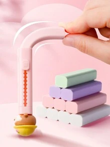1 Set New Cute Cartoon Push Eraser (With 2 Refills), Push And Pull Debris-Free Eraser, Clean, Students Specifically Designed Eraser, No Traces After Erasing, Creatively Designed Cartoon Appearance, Suitable For Kindergarten, Elementary School Students From 1st To 3rd Grade