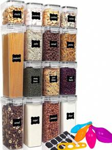 Juego de 15 Recipientes Herméticos para Almacenar Alimentos,  Contenedores para Alimentos, Sin BPA, Organización de Cocina y Alacena Recipientes de Plástico, con Etiquetas y Marcador - 15 Piezas - Ver 1