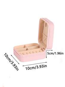 1pc Compact And Portable Zipper Jewelry Box For Bridesmaids Bridesmaid, Multi-Functional Pink Storage Box For Rings Necklaces And Accessories Wedding