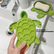 1 Pc Creative Sea Turtle Soap Box, Cartoon Turtle Soap Dish, Plastic Soap Container, Soap Storage Case, Bathroom Supplies - Green - View 7