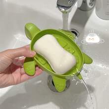 1 Pc Creative Sea Turtle Soap Box, Cartoon Turtle Soap Dish, Plastic Soap Container, Soap Storage Case, Bathroom Supplies - Green - View 8