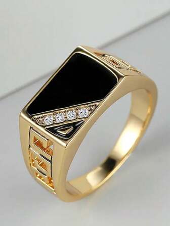 1 Pc Fashion Cubic Zirconia Men's Stainless Steel Ring For Men Party Accessories Jewelry Gift