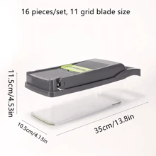 16pcs/Set Vegetable Chopper, Multi-Function Fruit Slicer, Manual Food Grater, Vegetable Slicer, Blades With Container, Onion Chopper, Potato Shredder, Kitchen Gadgets, Dorm Essentials, Kitchen Supplies