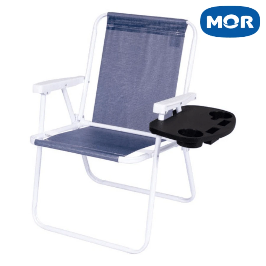 Mesa Portátil Para Cadeira De Praia Porta Copos Mor - Preto - Visão 1