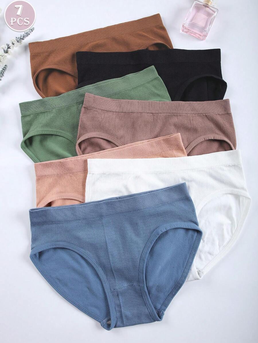 7pcs  Stretchy Intimates Briefs Perfect For Everyday Wear Women's Lingerie Women Underwear Panties - 彩色 - 查看 1