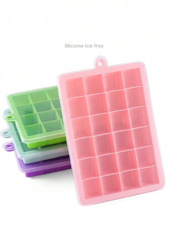 صينية مكعبات الثلج السيليكونية 24 جريدة مربعة مع غطاء، قالب الأطفال لصنع مكعبات الثلج المنزلية، مكعبات الثلج، الحفلات، السفر، الأعراس، الأعياد، الحفلات الختامية، الأحتفالات، المطبخ، الأدوات المنزلية، التخزين، الديكور، في الهواء الطلق.