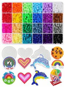 Conjunto De Regalo De Manualidades Para Hacer Joyas Con Cuentas Hama Estampadas En Caliente De 24 Colore 5mm, Fabricación De Rompecabezas En 3d Y Regalo De Arte De Píxel