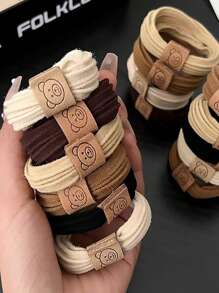 10pcs/5pcs Set Cute Bear Design Hair Scrunchies For Women, Casual Daily Accessories Hair Ties Ponytail Holders Hair Elastics Hair Rope
