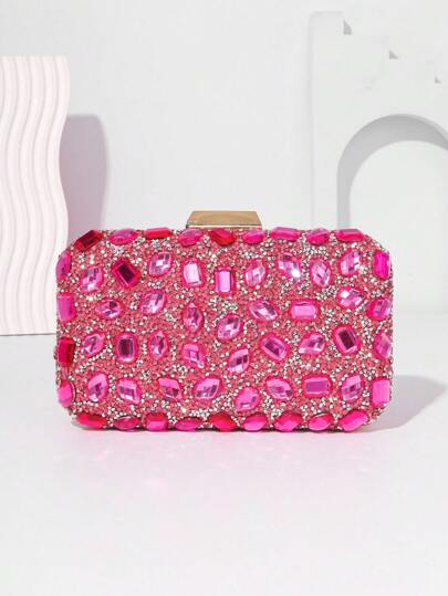 Evening Clutch Bag, Women Stylish Party Dress Bag, Shiny Rhinestone Rhinestone Crystal Purse With Chain, Essential Wedding Items,Perfectly Matching With Graduation Dress, Prom Dresses