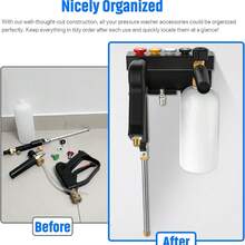 Pressure Washer Gun Holder, Power Washer&Snow Foam Cannon Quick Disconnect Tool Organizer, Pressure Washer Nozzle Tip&Wand Extension Storage Rack, Storage Wall Mount For 1/4" Quick Connector - Silver - View 2
