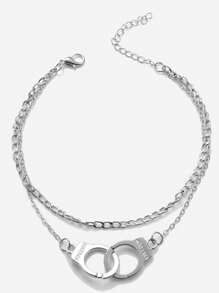 1 chiếc còng tay tình yêu trang trí theo phong cách Gothic & còng mắt cá chân hai lớp, quà tặng cho cặp đôi phù hợp cho trang phục thường ngày & hẹn hò của phụ nữ trong ngày lễ tình nhân - còng tay - Xem 3