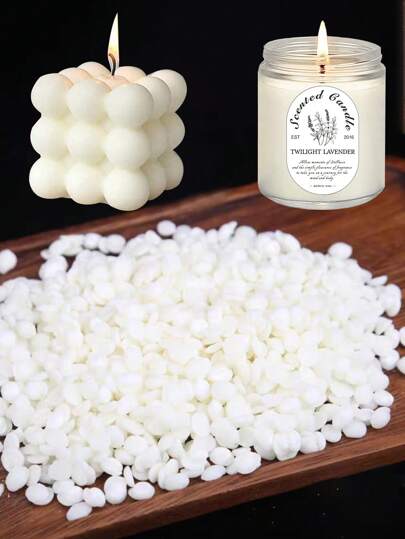 200g/500g, Cera de soja natural de alta calidad, material crudo para velas con aroma en gránulos, 100% libre de aditivos. Adecuado para hacer velas DIY y velas con fragancia en frasco, decoración de habitaciones, regalos