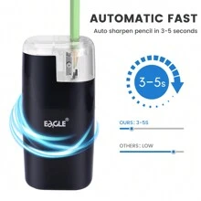 Eagle 1個電動鉛筆刨，電池供電（不含電池），便攜自動刨，適用於6-8毫米彩色鉛筆，適用於美術室、家庭和辦公室 - 黑色 - 查看 3