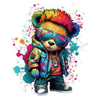 1入組3D皇冠水彩熊背包大猩猩服裝夾克T恤裝飾貼紙，高彈性，防水，可水洗，A級高清熱轉移動物酷熊和站立大猩猩