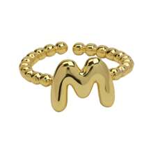 Anillos ajustables con letras de burbuja de estilo minimalista y elegante, adecuados para el uso diario de las mujeres, perfectos para regalos de cumpleaños