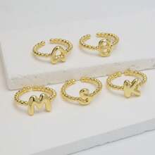 Anillos ajustables con letras de burbuja de estilo minimalista y elegante, adecuados para el uso diario de las mujeres, perfectos para regalos de cumpleaños