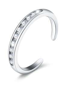 1PC S925 Sterling Silver Fine Simple Fine Loop Diamond Toe Ring Adjustable Toe Ring Suitable For Summer Seaside Wear