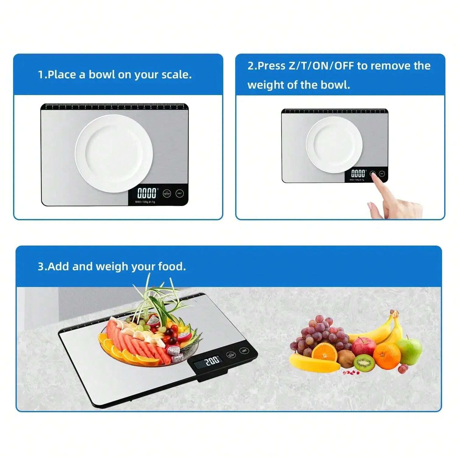 WOODZZYSDSA 6 tipi di bilancia alimentare lavabile IP67 impermeabile USB ricaricabile digitale bilancia da cucina once e grammi per la perdita di peso Cottura piccola bilancia alimentare ricaricabile