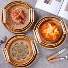 Double Handwoven Rattan Wicker Basket, Dinner Parties, Heat Insulation Trivet Mat, Perfect For Home Kitchen Supplies Easter Gift