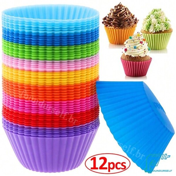 Kit com 12 pcs/pack De Molde De Silicone Para Bolos Muffin Redondo