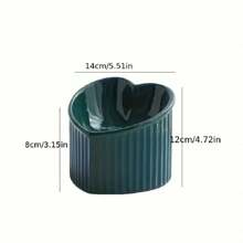 PETSIN 1pc Heart Shaped Ceramic Elevated Cat Bowl, Raised Tilted Cat Food Bowl Anti-Vomiting Drinking Dish Bowl For Neck Protection